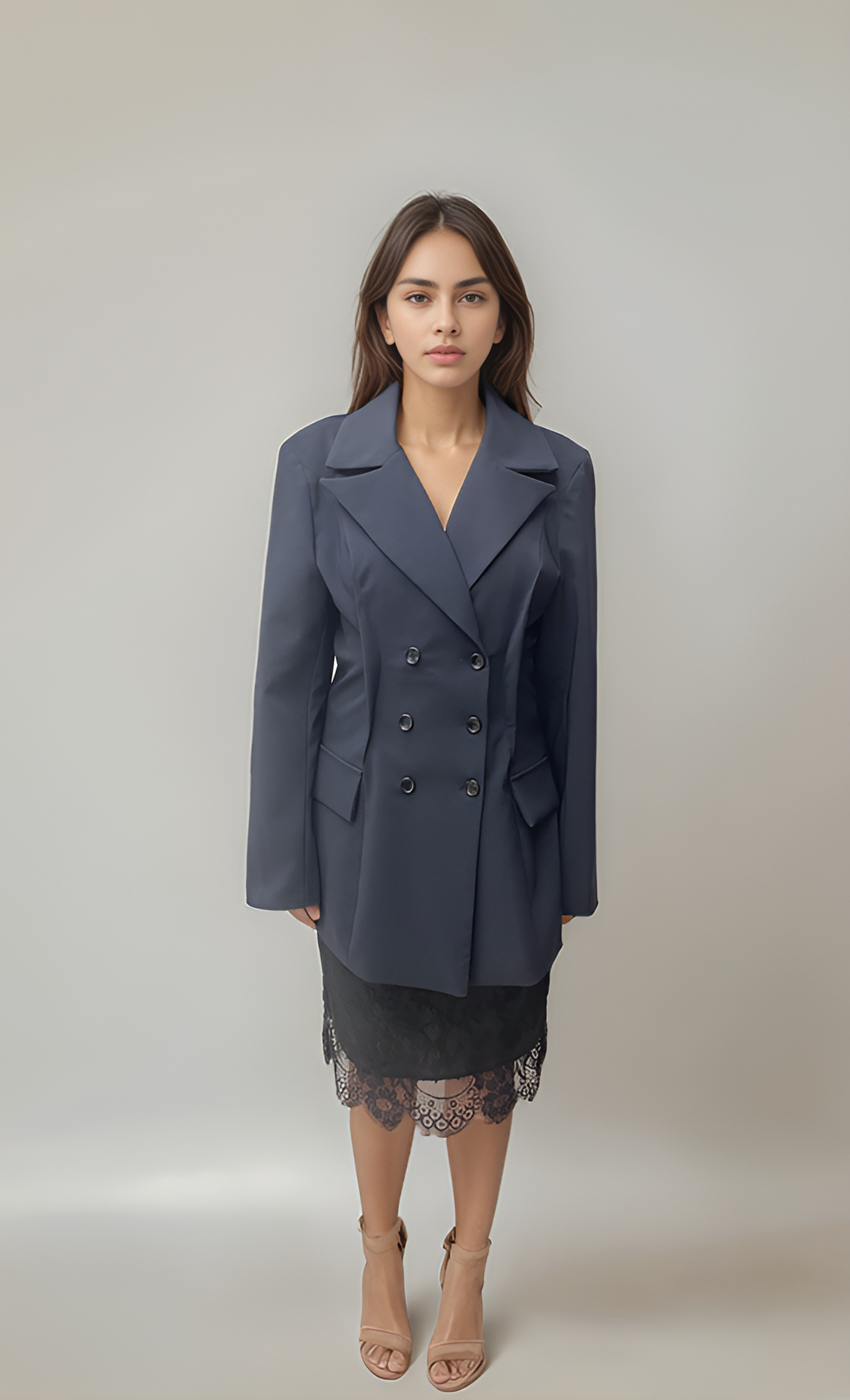 Midnight Lace Blazer Dress